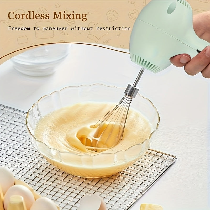 1pc, Automatic Cake Mixer, USB Rechargeable Handheld Egg Whisk for Whipping, Mixing, And Beating Cream, Electric Garlic Slicer, Food Processor for Meat, Chili, Onion, And Celery.