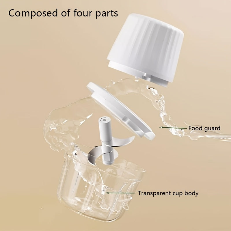 Electric Rechargeable Portable Cordless 400ml Mini Food Processor - Versatile Garlic/Veggie/Onion Chopper, Blender with Stainless Steel Blade for Nuts, Chili, Minced Meat, Spices & More