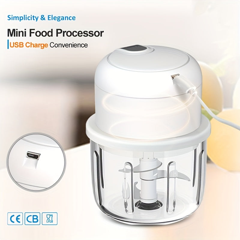 11.83oz USB Rechargeable Wireless Electric Food Processor - 6-Blade High-Cutting Power for Garlic/Onion/Chili/Nuts Meat/Family Meal, Food Grinder/Portable Food Processor, Essential Kitchen Gadget Christmas/Thanksgiving/Father'S Day Gift Choice Chef