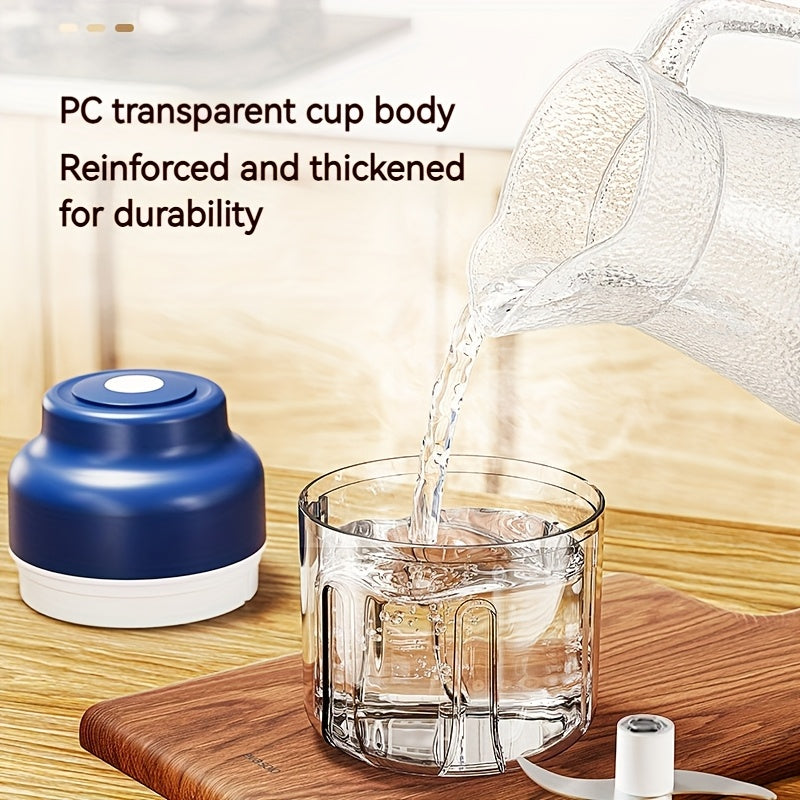 [6-Blade Electric Garlic Maker] 6-Blade Stainless Steel Portable USB Rechargeable Electric Garlic Maker | 320ml Large Capacity Auto-Mixing Chopper for Garlic, Meat, Veggies, Peppers, Ginger | Compact Kitchen Appliance, Home Cooking, Stylish Gadget,