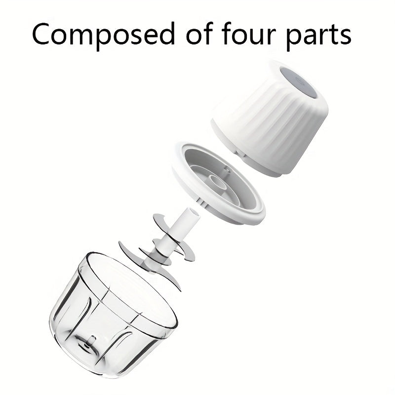 Electric Rechargeable Portable Cordless 400ml Mini Food Processor - Versatile Garlic/Veggie/Onion Chopper, Blender with Stainless Steel Blade for Nuts, Chili, Minced Meat, Spices & More