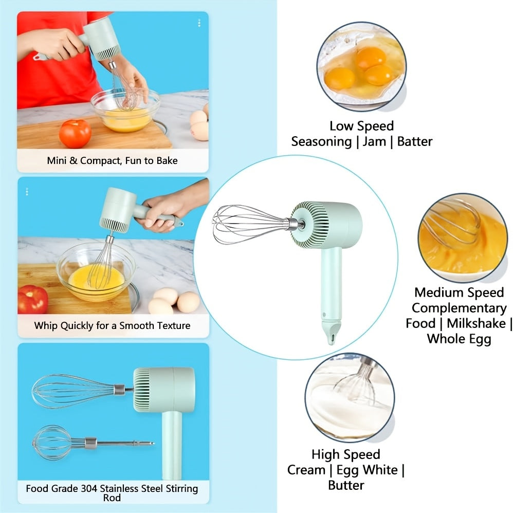 [Portable Food Processor] Rechargeable Portable Electric Food Processor with 3 Sharp Stainless Steel Blades | Multi-Functional Kitchen Appliance for Chopping, Grinding, Mixing Eggs & Cream, Ideal for Garlic, Pepper, Onion, Celery, Ginger, Meat - 1200mAh