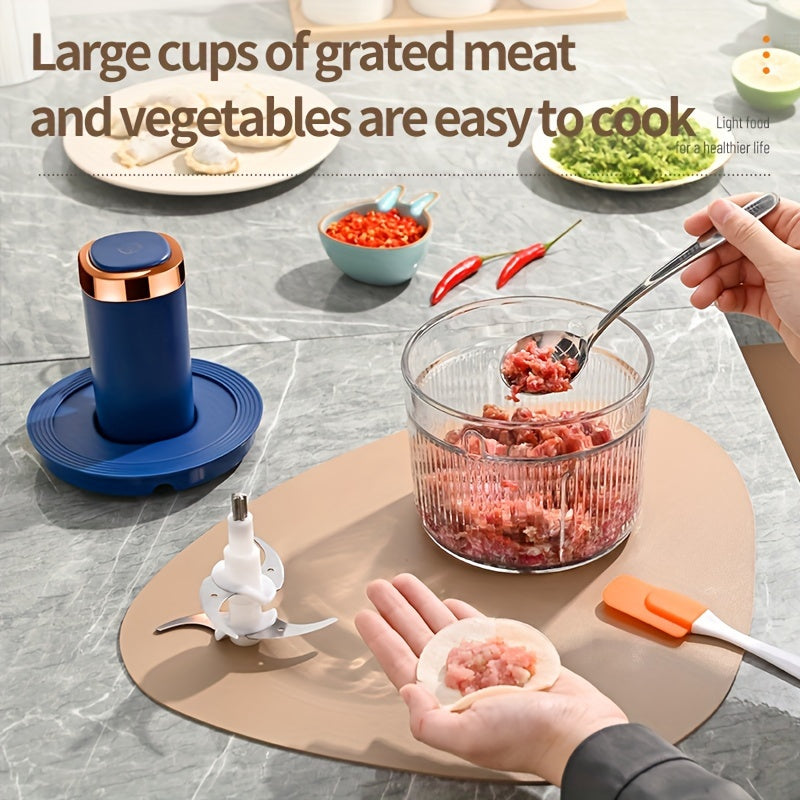Plug-In Model with a 40.58oz Glass Meat Grinder Bowl And Three 8.45oz Seasoning Small Bowls. Household Preparation Seasoning Machine, Multifunctional Electric Grinder, Baby Food Grinder, Minced Meat Grinder, Food Chopper, Electric Vegetable Chopper,