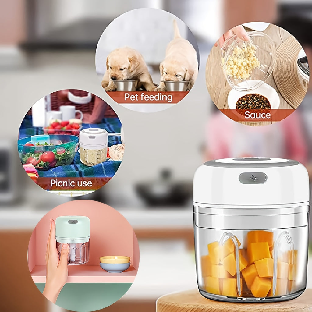 Electric garlic crusher, multi-functional vegetable processor, USB wireless garlic processor, portable food processor, suitable for garlic, ginger, chili, vegetables [three colors available], Garlic Grinder, Garlic Press, Vegetable Chopper, Food