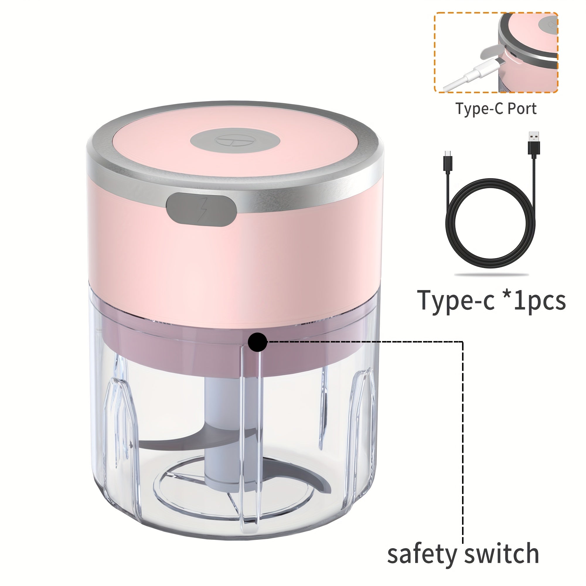 [8.45oz Electric Garlic Masher] 8.45oz Automatic Electric Garlic Masher & Meat Grinder | Multifunctional Kitchen Food Processor with Rechargeable Battery, Portable for Meat Grinding, Stuffing, and More | Modern Kitchen Gadget, Durable Plastic Body, Garlic