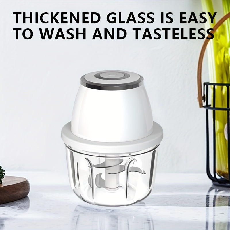 1pc Electric Garlic Chopper, 3-blade Garlic Grinder, Mini Vegetable Chopper, USB Portable Vegetable Chopper, Garlic Mincer, Home Small Automatic Meat Grinder To Pull Garlic And Pound Garlic, Suitable For Families.