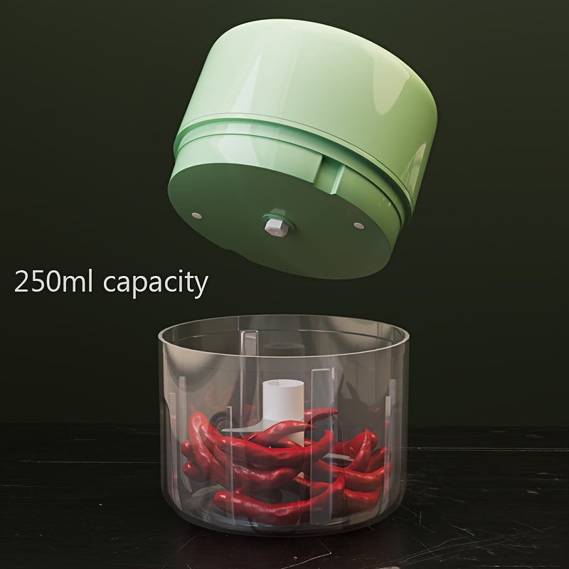 Mini Kitchen Rechargeable Garlic Chopper with Sharp Stainless Steel Blade, Durable PP Material, USB Charging, 1200 RPM Motor, Compact Design for Garlic, Peppers, Onions, Nuts, and Fruits – Perfect for Small Kitchens, Garlic Crusher