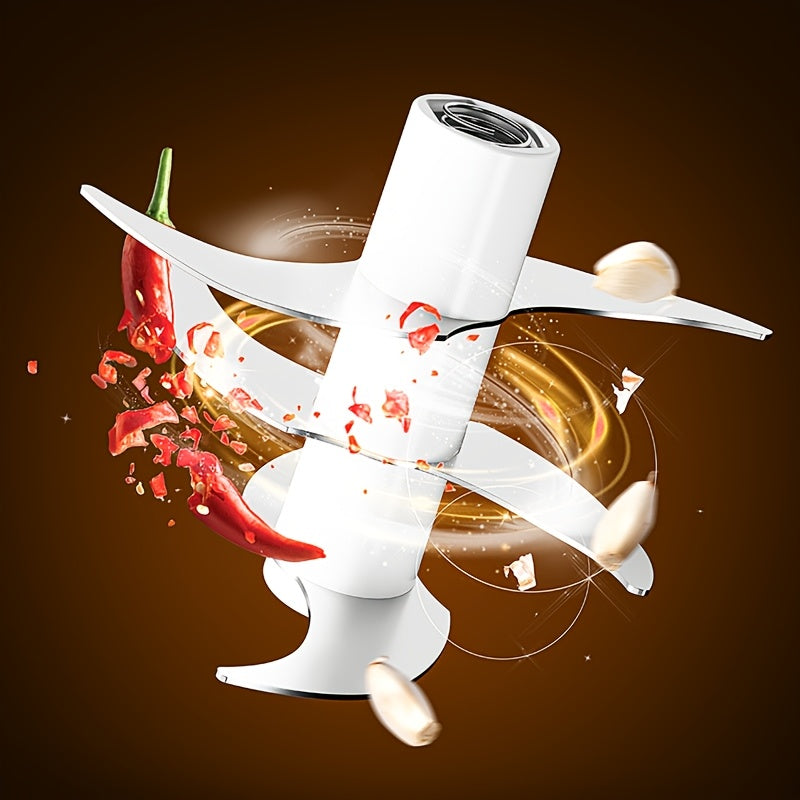 [6-Blade Electric Garlic Maker] 6-Blade Stainless Steel Portable USB Rechargeable Electric Garlic Maker | 320ml Large Capacity Auto-Mixing Chopper for Garlic, Meat, Veggies, Peppers, Ginger | Compact Kitchen Appliance, Home Cooking, Stylish Gadget,