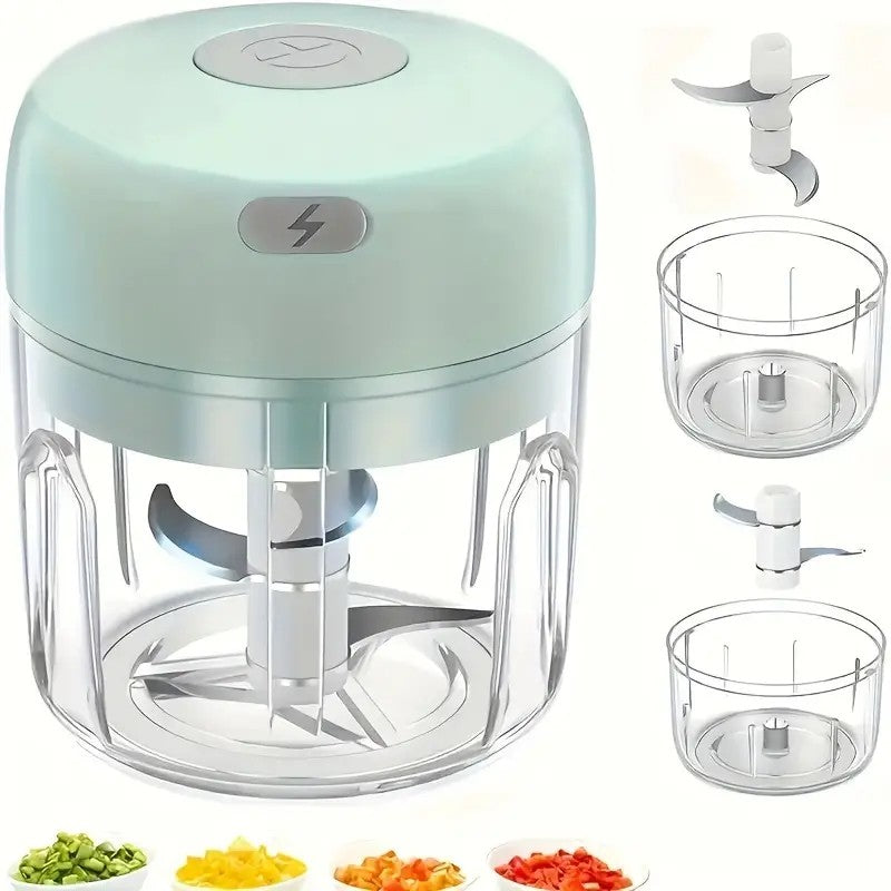 1pc Portable Mini Food Processor, Electric Garlic Chopper with Stainless Steel Blades, USB Rechargeable 1200RPM Wireless Kitchen Mixer, Speed Control, Easy to Clean, 8.45oz Capacity, Lithium Battery, Ideal Gift for 10 Important Holidays (Christmas,