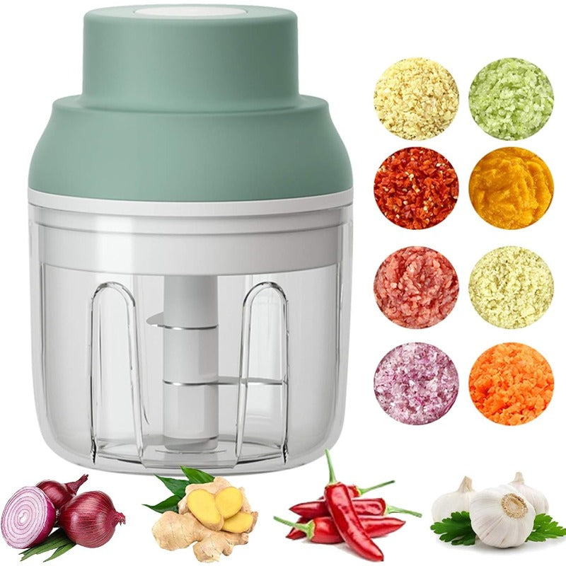 8.45oz Electric Mini Food Processor with USB-Powered Motor & Glass Blade System - Compact Portable Cordless-like Operation, Semi-Automatic Chopper with Safety Lock & Ergonomic Handle for Garlic, Vegetables, Meat, Nuts, Food, Smoothies - Easy-Clean Design