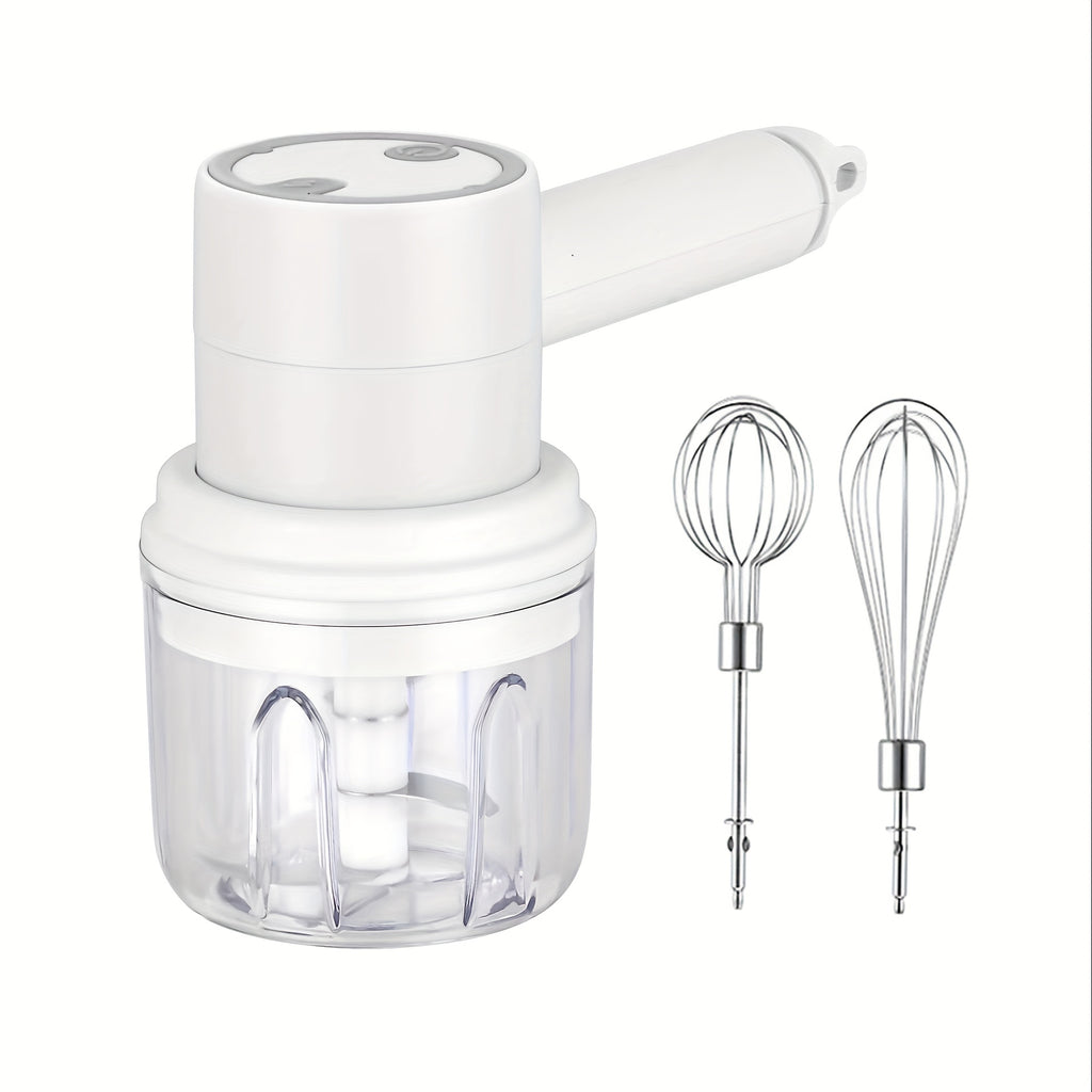[Portable Food Processor] Rechargeable Portable Electric Food Processor with 3 Sharp Stainless Steel Blades | Multi-Functional Kitchen Appliance for Chopping, Grinding, Mixing Eggs & Cream, Ideal for Garlic, Pepper, Onion, Celery, Ginger, Meat - 1200mAh