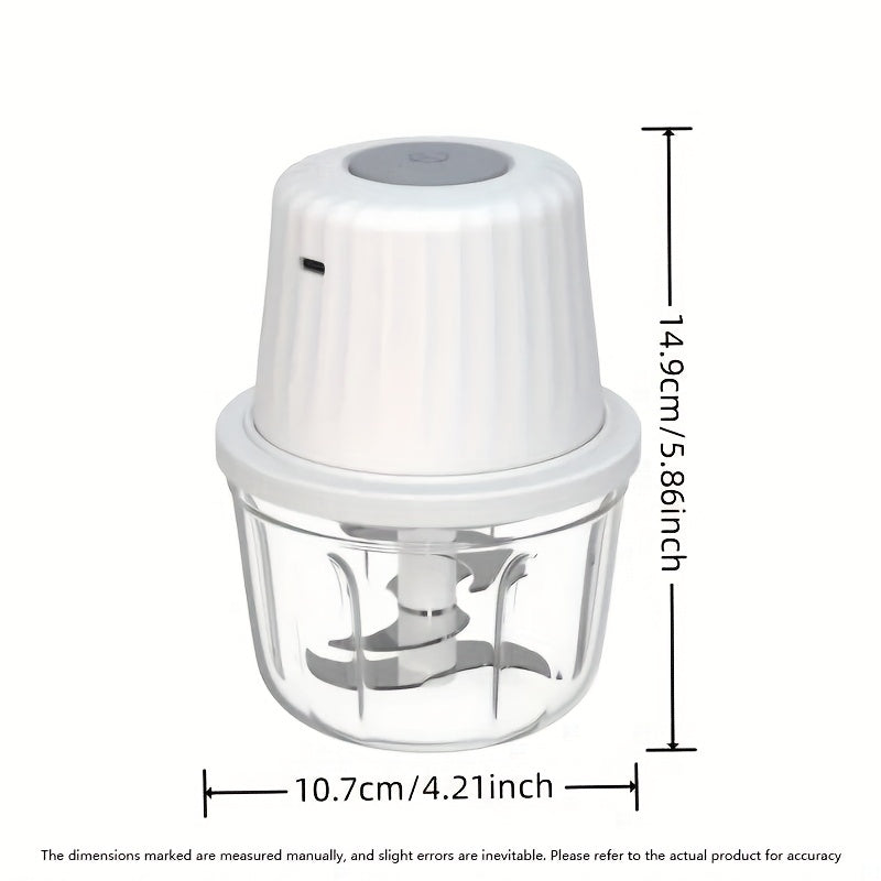 6-Blade USB Rechargeable Electric Garlic Mincer 400ml 14oz Large Capacity Mini Food Processor/Wireless Portable Vegetable Chopper, Food Grinder for Garlic/Ginger/Onion/Pepper/Nuts/Infant Food— Chef Friend Gift Choice/Kitchen Enthusiast Favorite