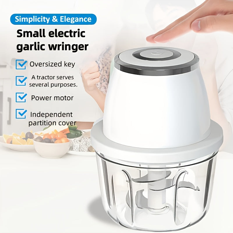 Electric Garlic Chopper, Mini Portable Vegetable Chopper, Garlic Grinder, Onion Chopper, Blender to Vegetables, Wireless Food Processor for Ginger, Chili, Fruit, Meat, Etc.