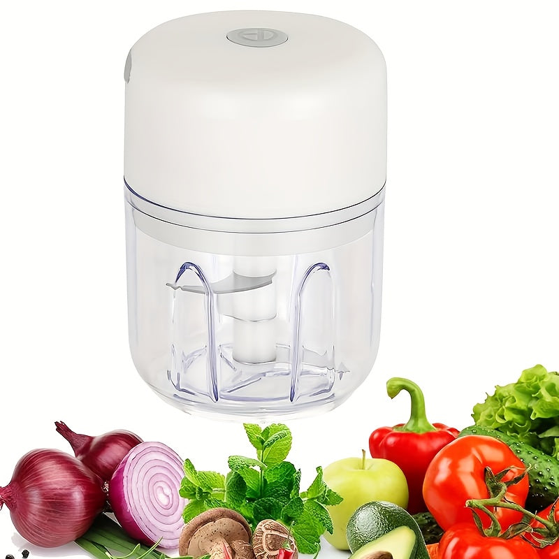 8.45oz Mini Rechargeable Garlic Chopper Meat Grinder, USB Wireless Charging, 3.38/8.45oz Capacity, 30W Safe and Durable, Suitable for Kitchen, Picnic, Kitchen Gadget for Chopping Onions, Chillies, Celeriacs, Ginger, Gift Giving