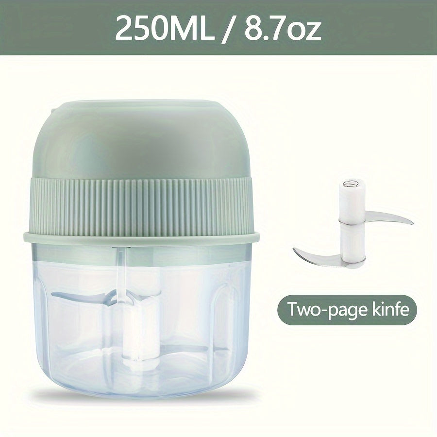 250ml Electric Mini Garlic Chopper USB Meat Grinder Garlic Crusher Sturdy Ginger And Vegetable Crusher With Safety Switch, Thickened, Chopper