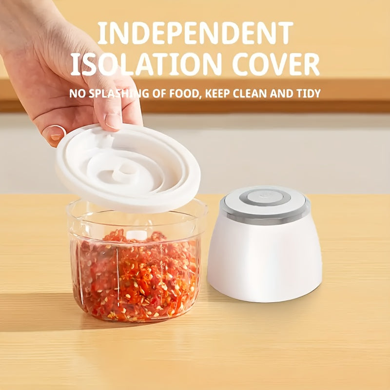Electric Garlic Chopper, Mini Portable Vegetable Chopper, Garlic Grinder, Onion Chopper, Blender to Vegetables, Wireless Food Processor for Ginger, Chili, Fruit, Meat, Etc.