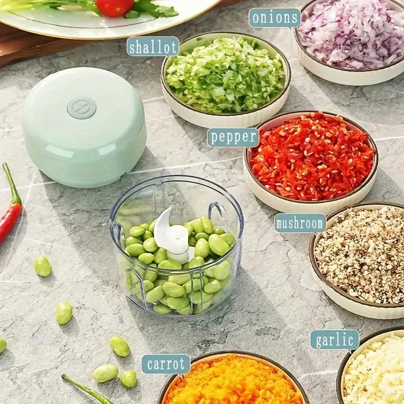 1pc Portable Mini Food Processor, Electric Garlic Chopper with Stainless Steel Blades, USB Rechargeable 1200RPM Wireless Kitchen Mixer, Speed Control, Easy to Clean, 8.45oz Capacity, Lithium Battery, Ideal Gift for 10 Important Holidays (Christmas,