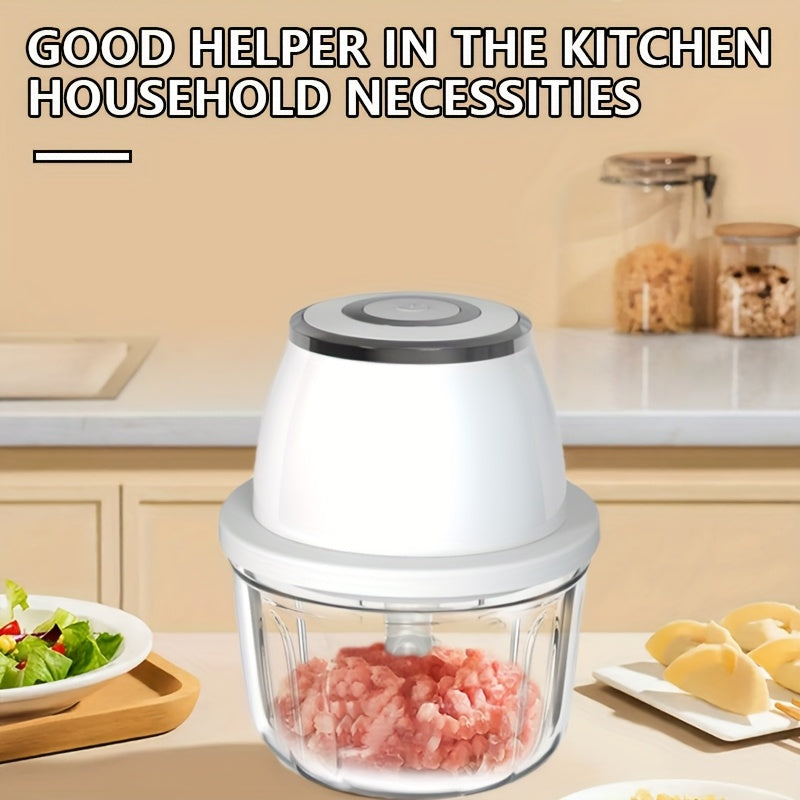 1pc Electric Garlic Chopper, 3-blade Garlic Grinder, Mini Vegetable Chopper, USB Portable Vegetable Chopper, Garlic Mincer, Home Small Automatic Meat Grinder To Pull Garlic And Pound Garlic, Suitable For Families.