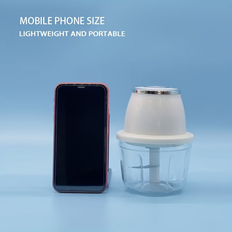 Electric Garlic Chopper, Mini Portable Vegetable Chopper, Garlic Grinder, Onion Chopper, Blender to Vegetables, Wireless Food Processor for Ginger, Chili, Fruit, Meat, Etc.