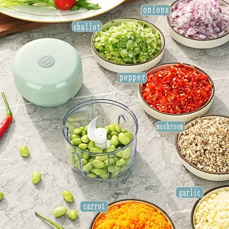 [Mini Food Processor] Portable Mini 1pc Food Processor | Electric Garlic Mincer with Stainless Steel Blades, USB Rechargeable 1200RPM Wireless Kitchen Blender, Speed Control, Easy Clean, 250ML Capacity, Lithium Battery