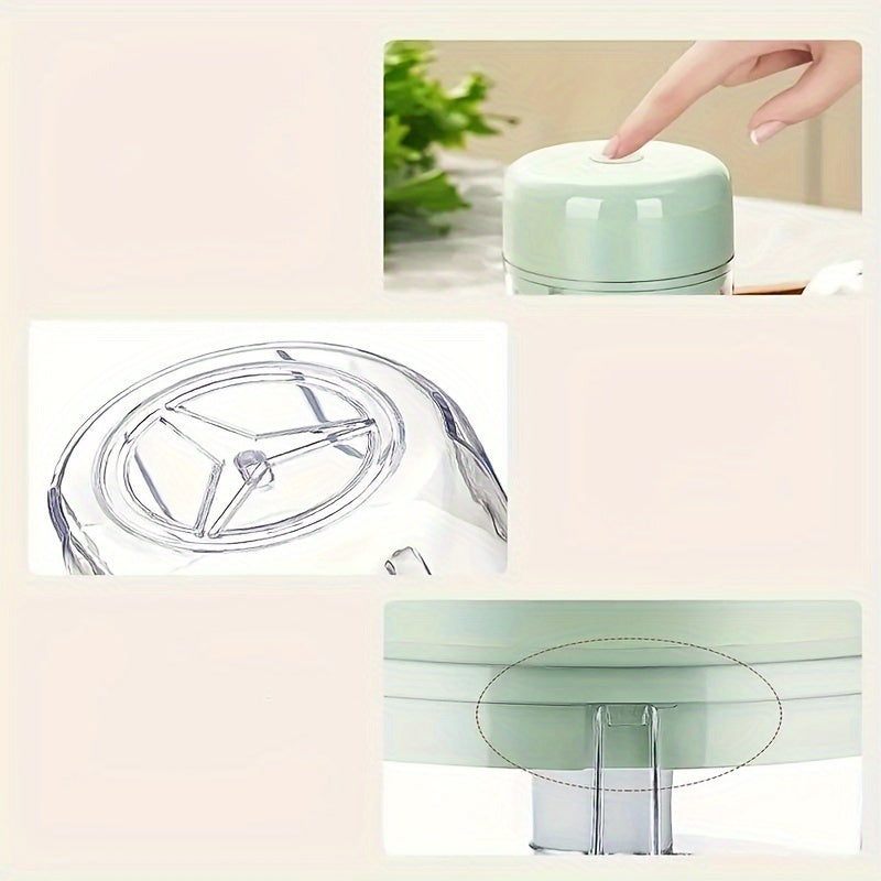 [Mini Food Processor] Portable Mini 1pc Food Processor | Electric Garlic Mincer with Stainless Steel Blades, USB Rechargeable 1200RPM Wireless Kitchen Blender, Speed Control, Easy Clean, 250ML Capacity, Lithium Battery