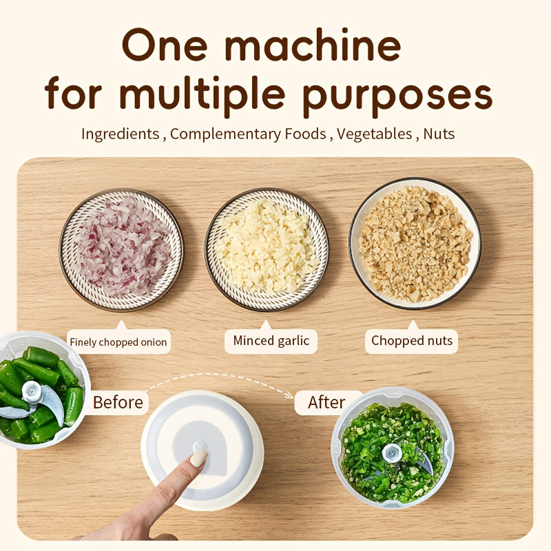 Electric Garlic Masher & Beater - USB Rechargeable Automatic Garlic Grinder with SUS Blades, Compact Design for Home Kitchen Use, Durable Plastic Construction, Garlic Crusher, Kitchen Gadget, Modern Kitchenware, Efficient Blending Technology