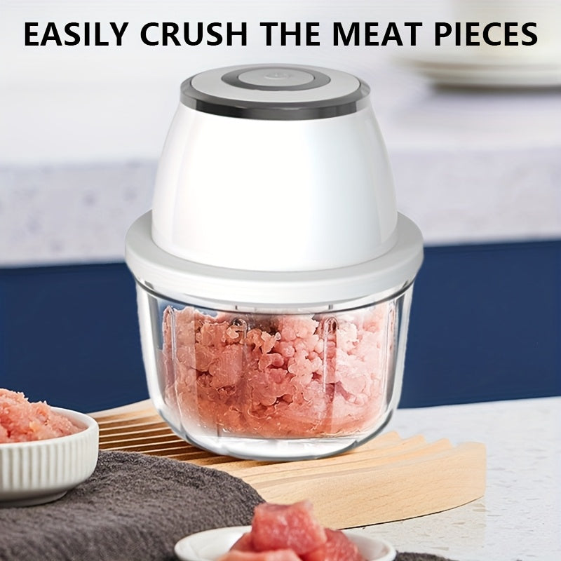 1pc Electric Garlic Chopper, 3-blade Garlic Grinder, Mini Vegetable Chopper, USB Portable Vegetable Chopper, Garlic Mincer, Home Small Automatic Meat Grinder To Pull Garlic And Pound Garlic, Suitable For Families.