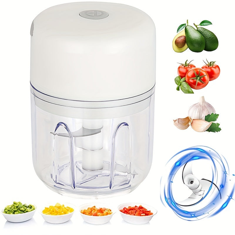 [Mini Food Processor] Portable Mini 1pc Food Processor | Electric Garlic Mincer with Stainless Steel Blades, USB Rechargeable 1200RPM Wireless Kitchen Blender, Speed Control, Easy Clean, 250ML Capacity, Lithium Battery