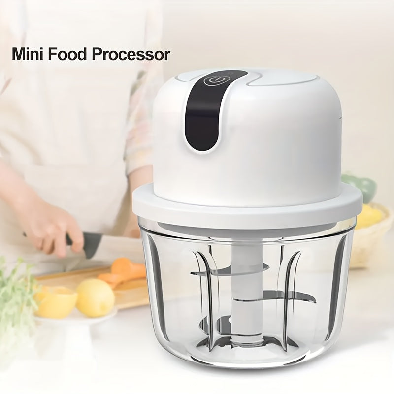 HOTU Single Pack Blender, 11.83oz Garlic Crusher Small Electric Masher, USB Rechargeable Multifunctional Electric Chopper, Household Multifunctional Meat Grinder Garlic Press Garlic Crusher, Suitable for Kitchen Appliances